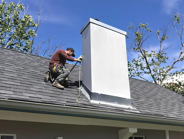 Santa Monica Chimney Sweep team member finishing chimney construction in Santa Monica, CA