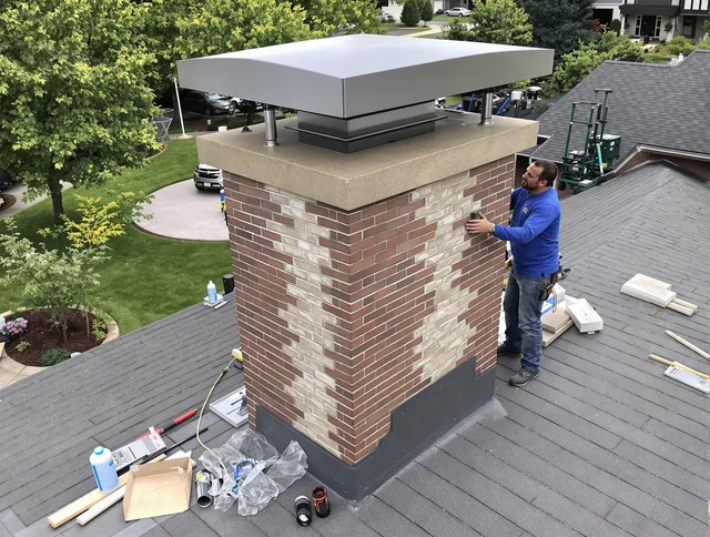 Santa Monica Chimney Sweep team working on a custom chimney remodel in Santa Monica, CA